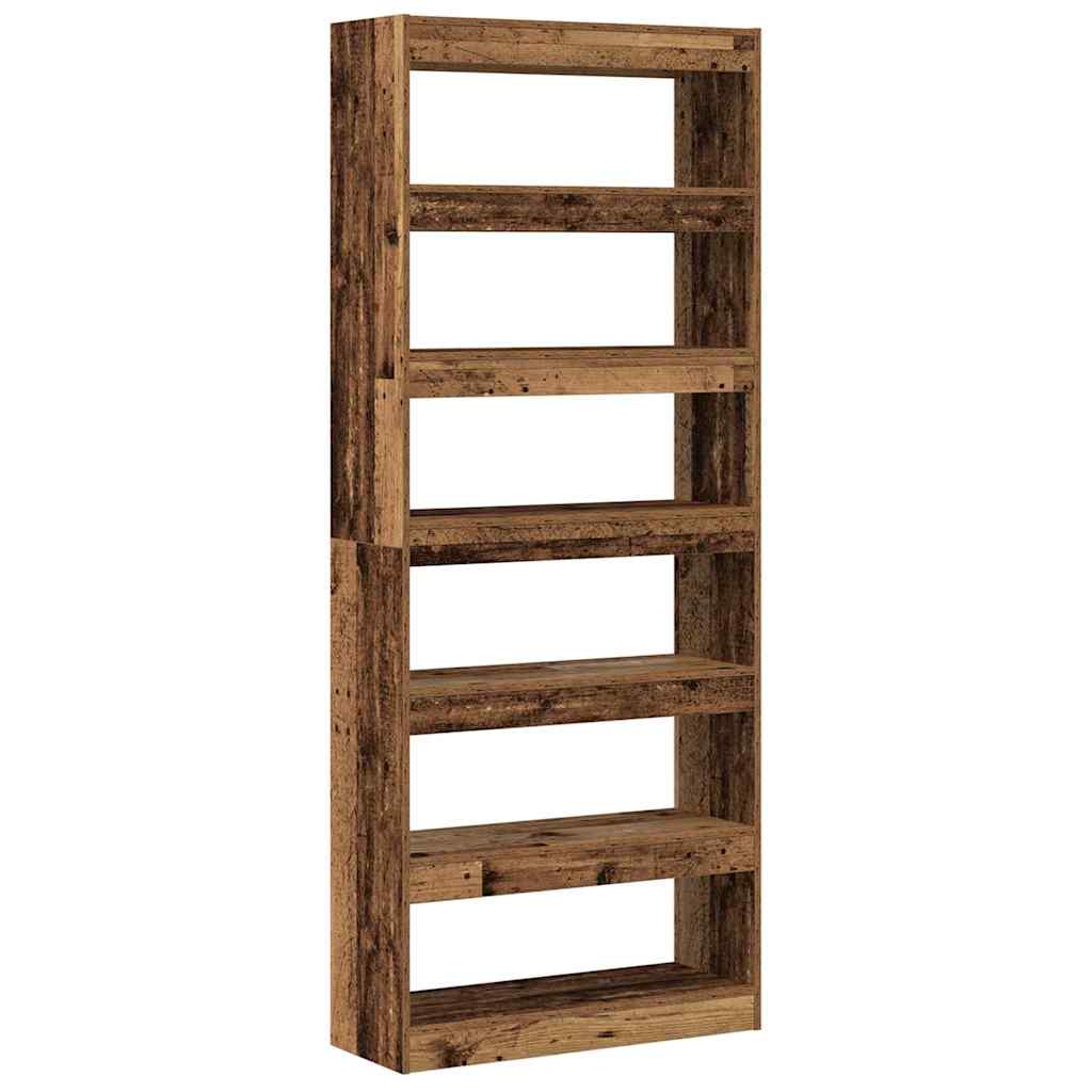 Könyvespolc 6 szintes 80 x 30 x 198 cm Szerelt Fa Öreg fa