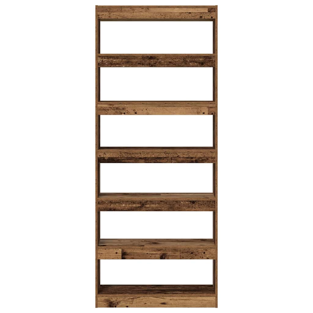 Könyvespolc 6 szintes 80 x 30 x 198 cm Szerelt Fa Öreg fa