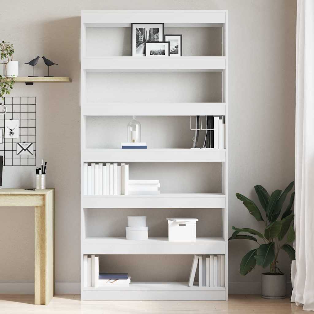 Könyvespolc 6 szintes 100 x 30 x 198 cm Szerelt Fa Fehér