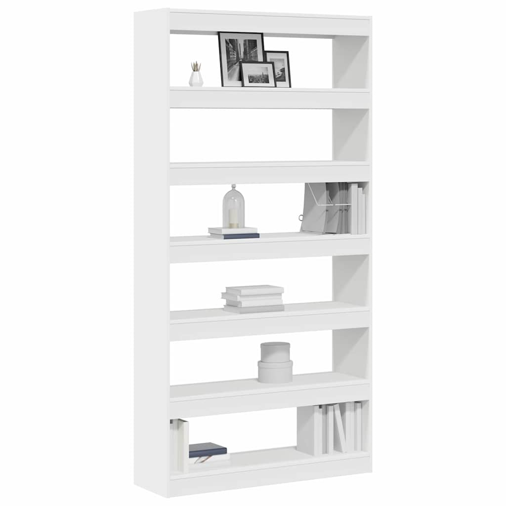 Könyvespolc 6 szintes 100 x 30 x 198 cm Szerelt Fa Fehér