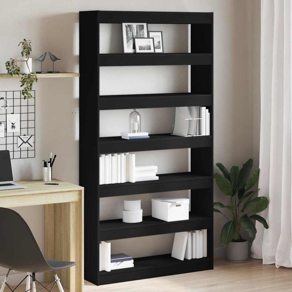 Könyvespolc 6 szintes 100 x 30 x 198 cm Szerelt Fa Fekete