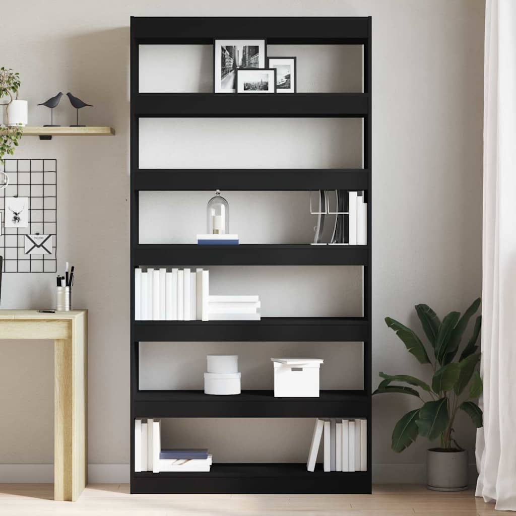 Könyvespolc 6 szintes 100 x 30 x 198 cm Szerelt Fa Fekete