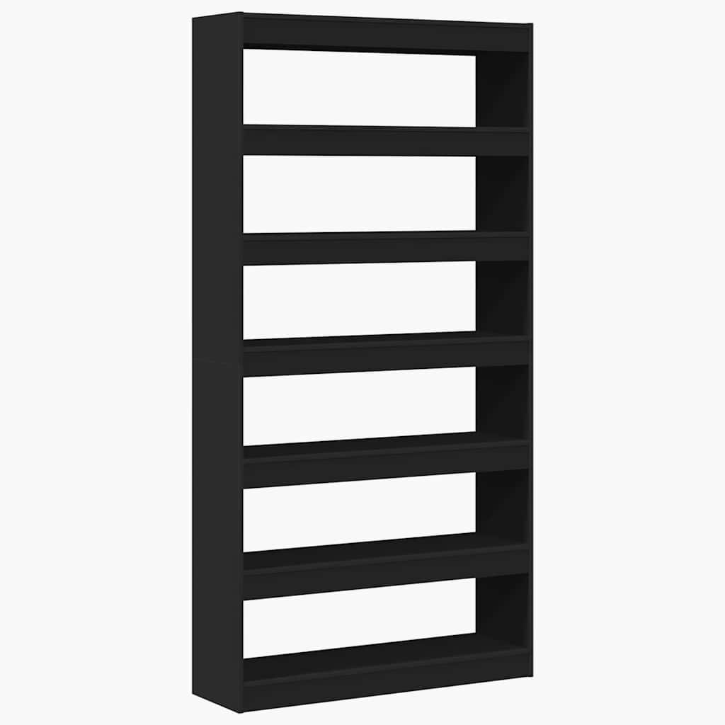 Könyvespolc 6 szintes 100 x 30 x 198 cm Szerelt Fa Fekete
