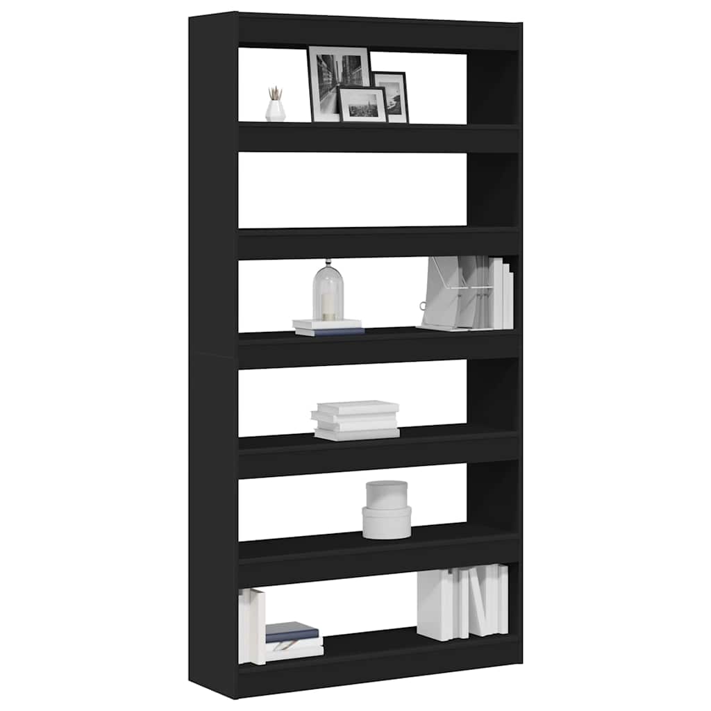 Könyvespolc 6 szintes 100 x 30 x 198 cm Szerelt Fa Fekete