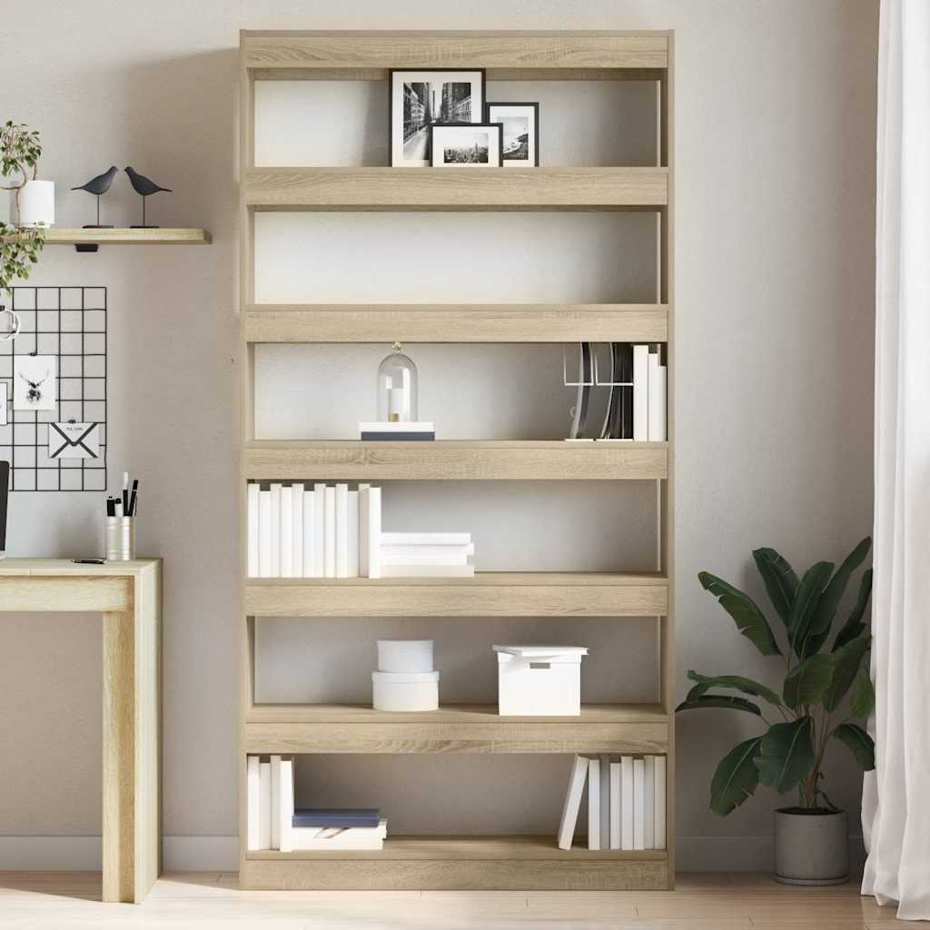 Könyvespolc 6 szintes 100 x 30 x 198 cm Szerelt Fa Sonoma tölgy
