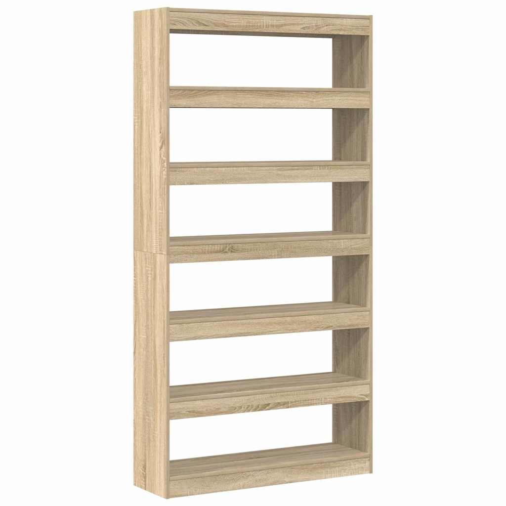 Könyvespolc 6 szintes 100 x 30 x 198 cm Szerelt Fa Sonoma tölgy