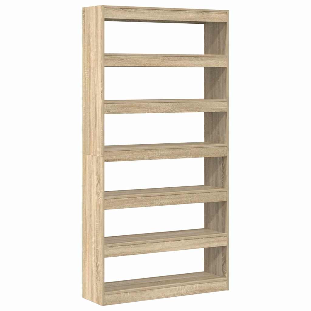 Könyvespolc 6 szintes 100 x 30 x 198 cm Szerelt Fa Sonoma tölgy