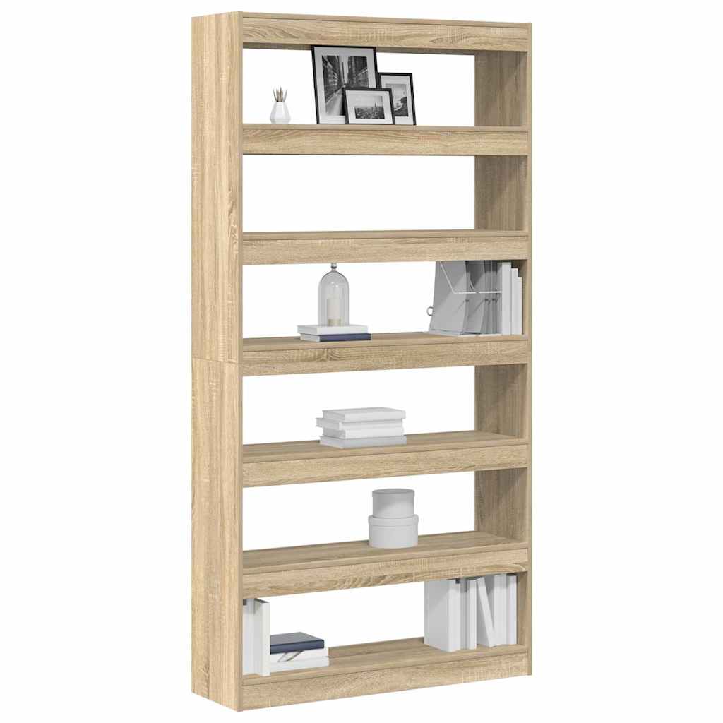 Könyvespolc 6 szintes 100 x 30 x 198 cm Szerelt Fa Sonoma tölgy