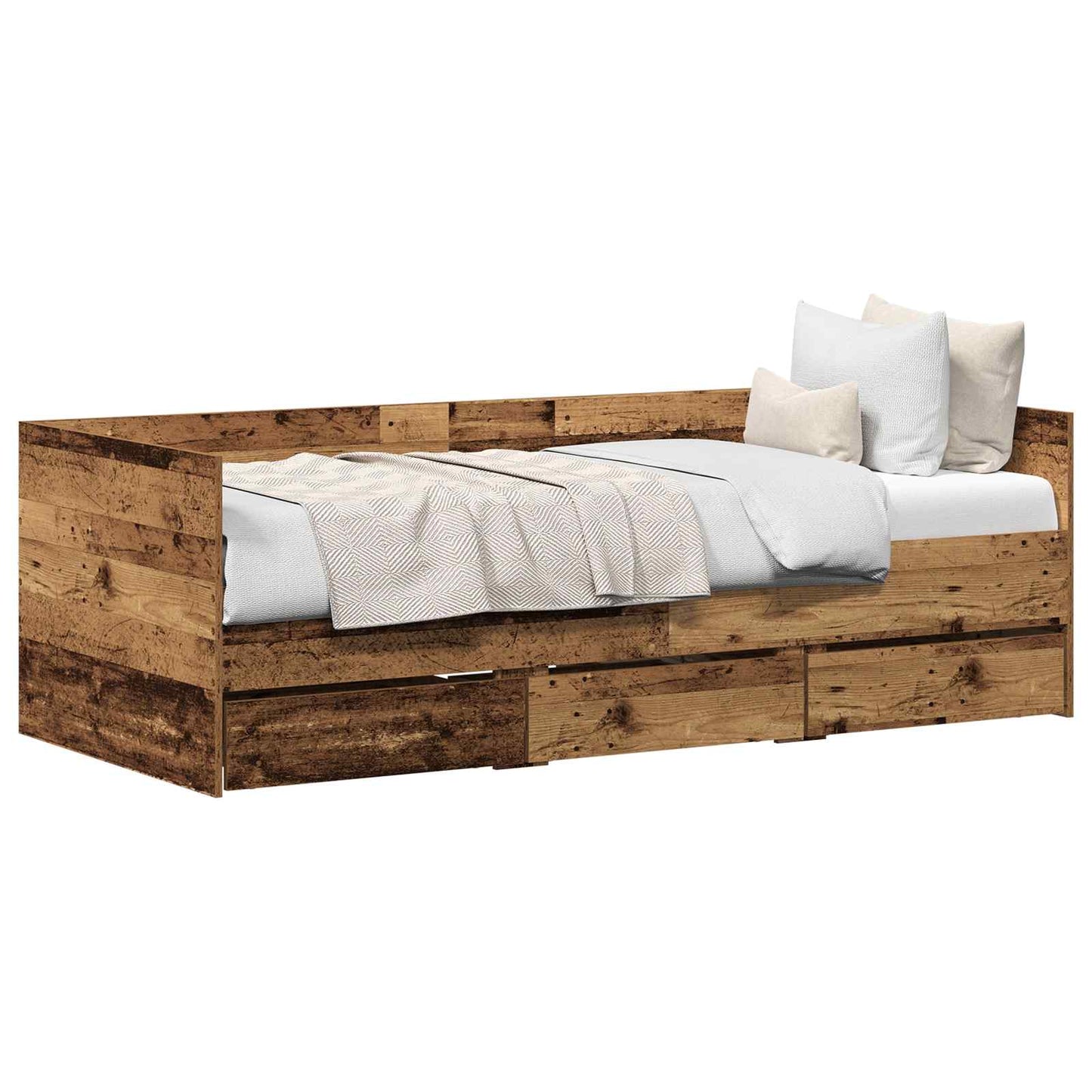 Nappaliágy fejtámlával fiókkal Öreg fa 90 x 200 cm Faanyag