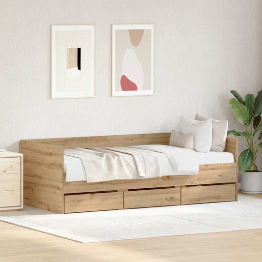 Nappaliágy fejtámlával Artisan tölgy 90 x 200 cm Faanyag