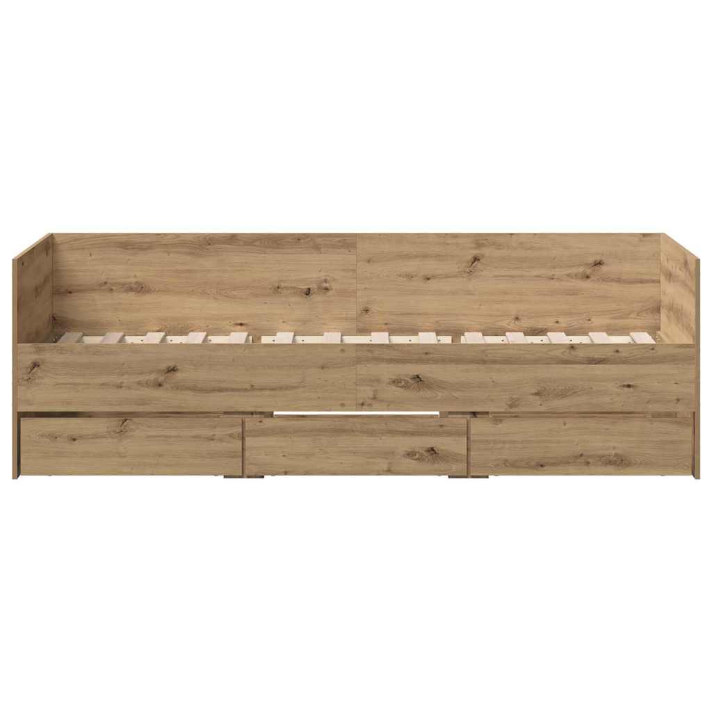 Nappaliágy fiókkal Artisan tölgy 90 x 200 cm Szerelt Fa