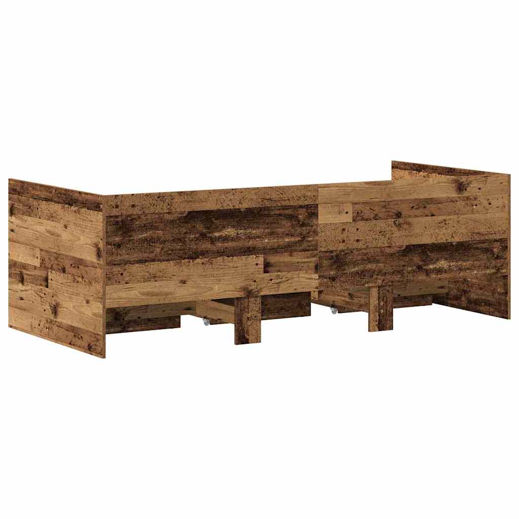 Nappaliágy fejtámlával fiókkal Öreg fa 90 x 190 cm Faanyag