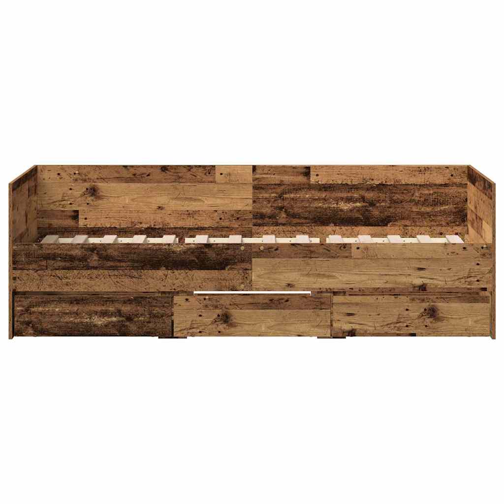 Nappaliágy fejtámlával fiókkal Öreg fa 90 x 190 cm Faanyag