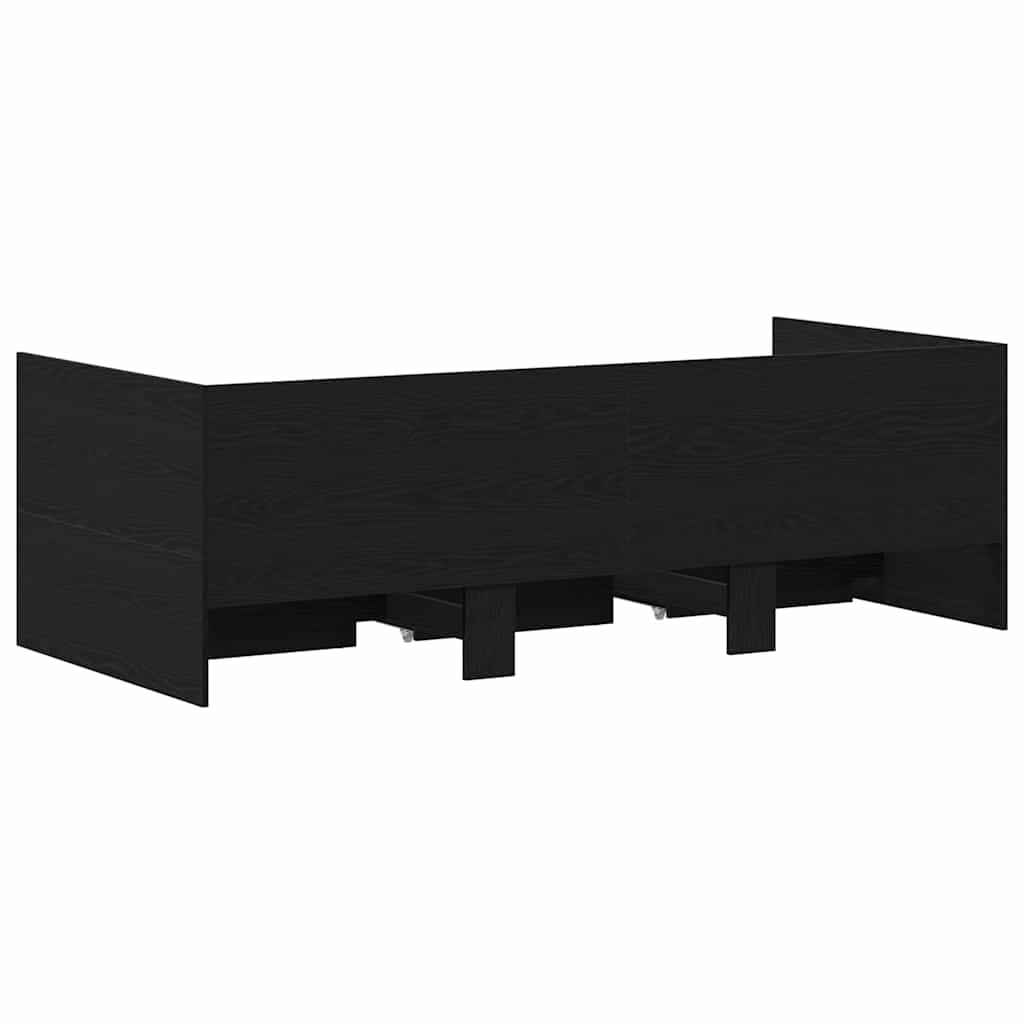 Nappaliágy fiókkal Fekete tölgy 90 x 190 cm Szerelt Fa