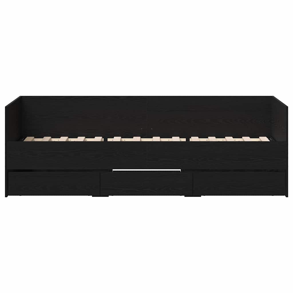 Nappaliágy fiókkal Fekete tölgy 90 x 190 cm Szerelt Fa