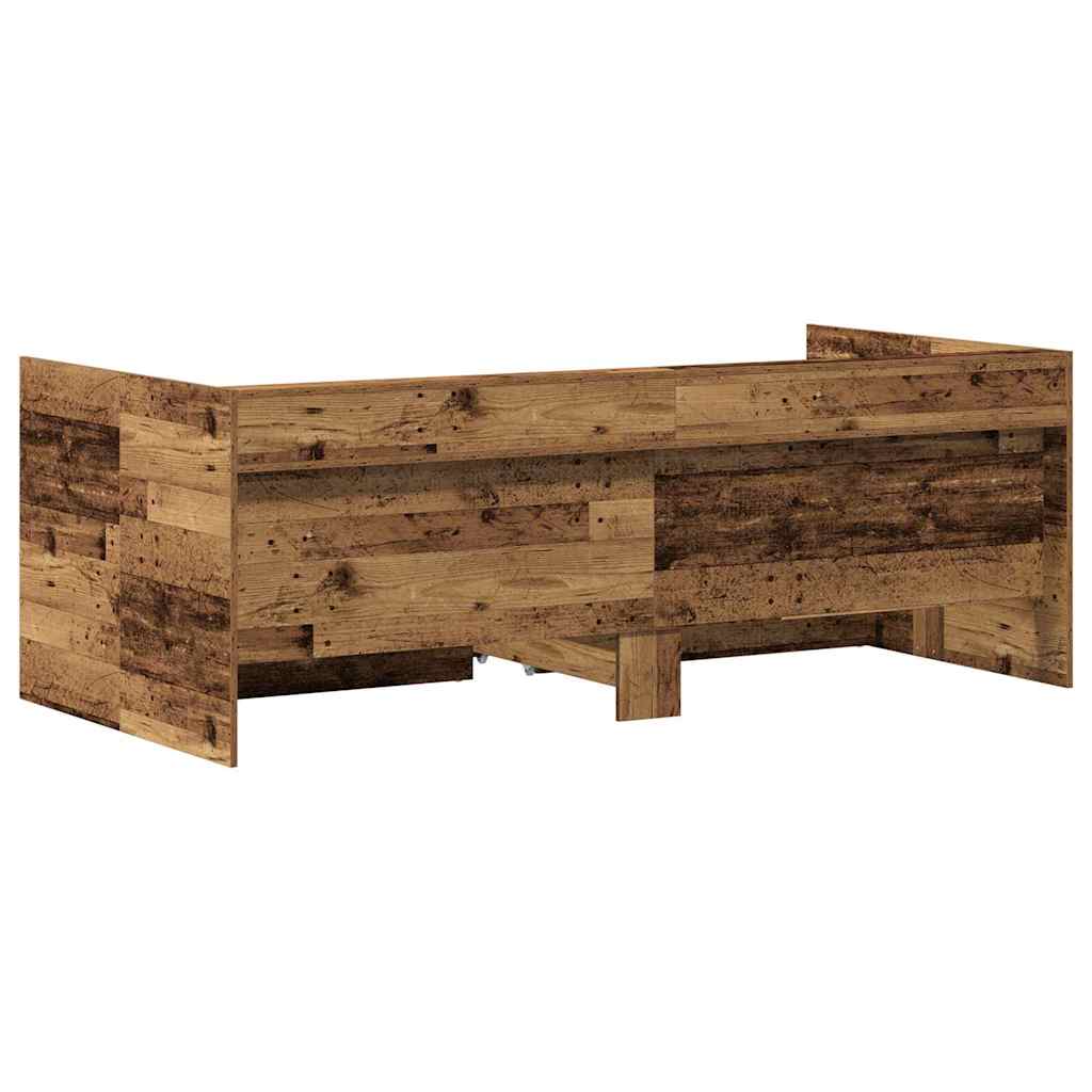 Nappaliágy fejtámlával fiókkal Öreg fa 90 x 190 cm Faanyag