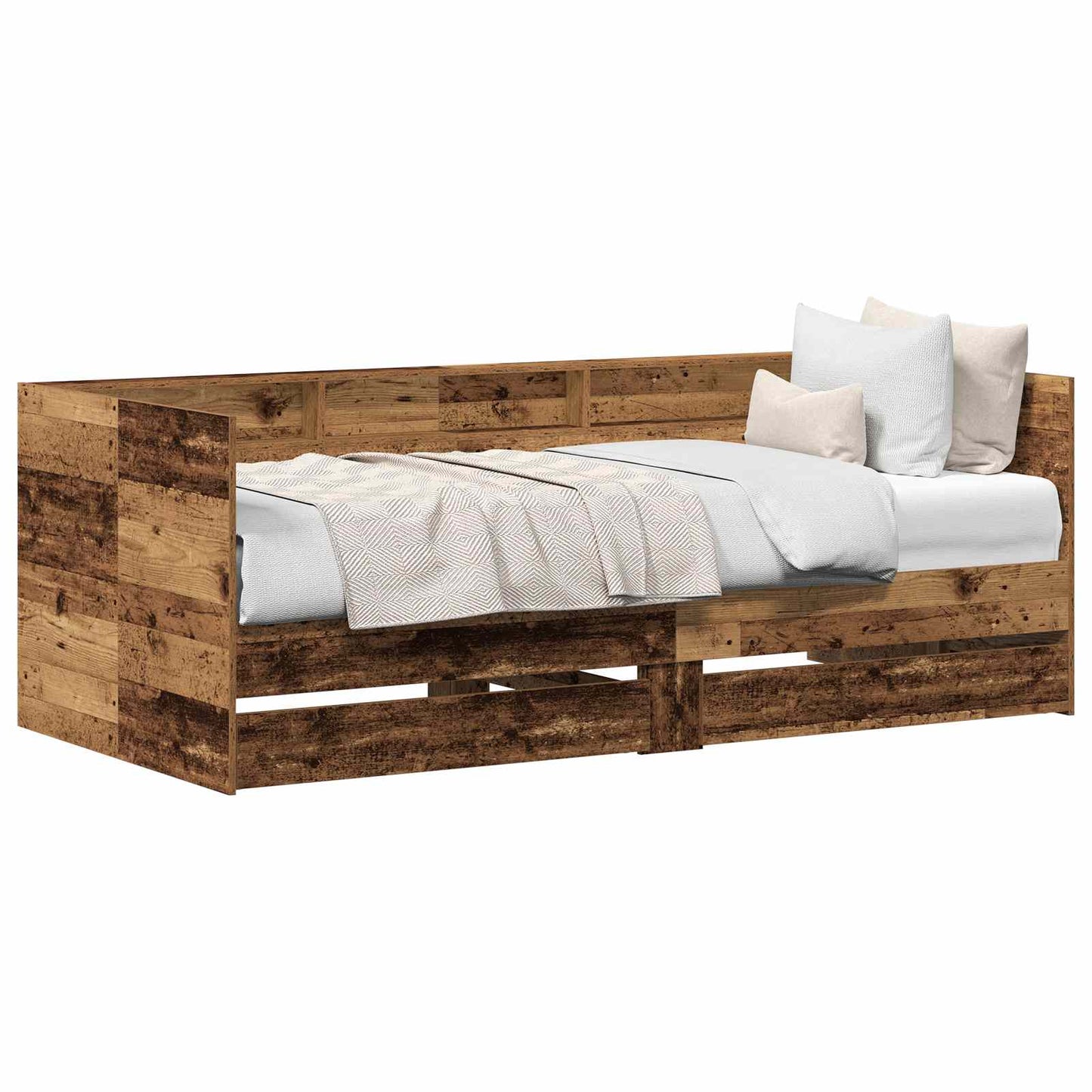 Nappaliágy fiókkal polcokkal Öreg fa 75 x 190 cm Szerelt Fa