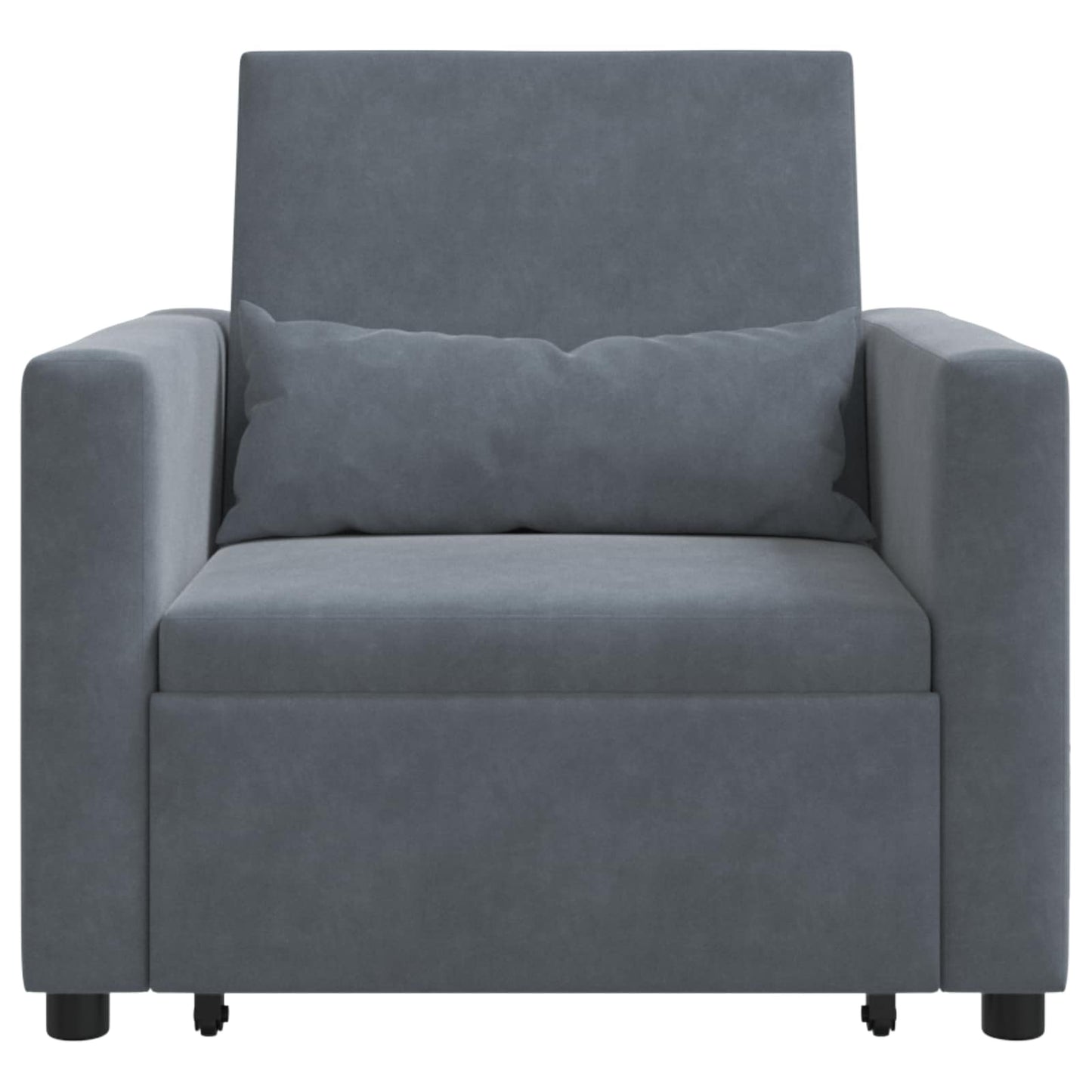 Kihúzható kanapéágy egyszemélyes kerekekkel Sötétszürke Bársony