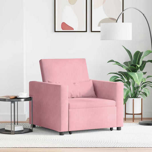 Kihúzható kanapéágy egyszemélyes kerekekkel light pink Bársony
