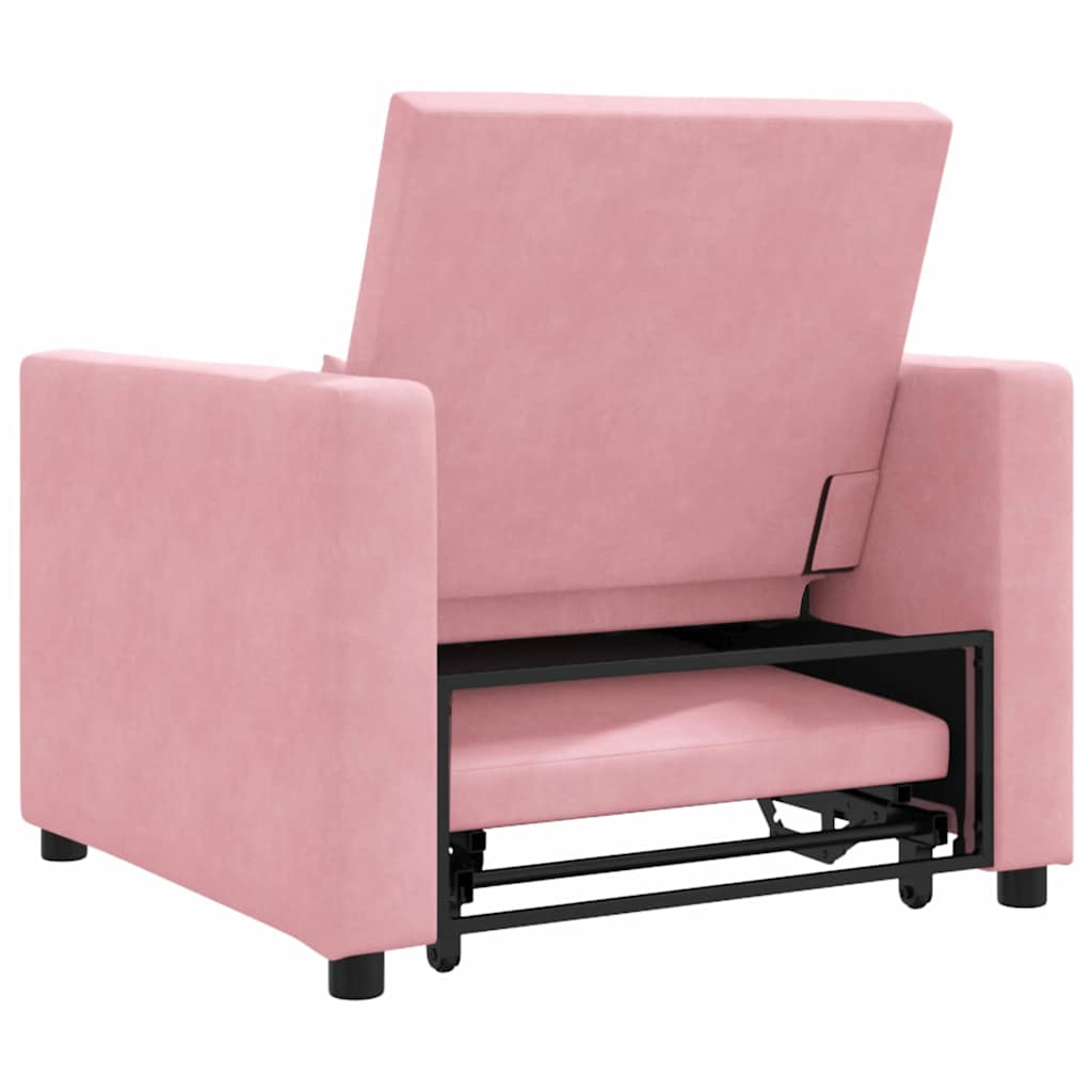 Kihúzható kanapéágy egyszemélyes kerekekkel light pink Bársony