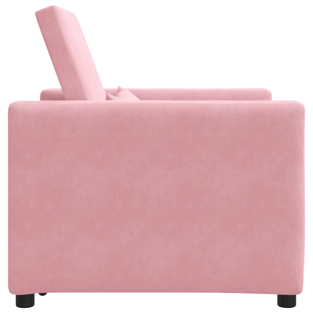 Kihúzható kanapéágy egyszemélyes kerekekkel light pink Bársony