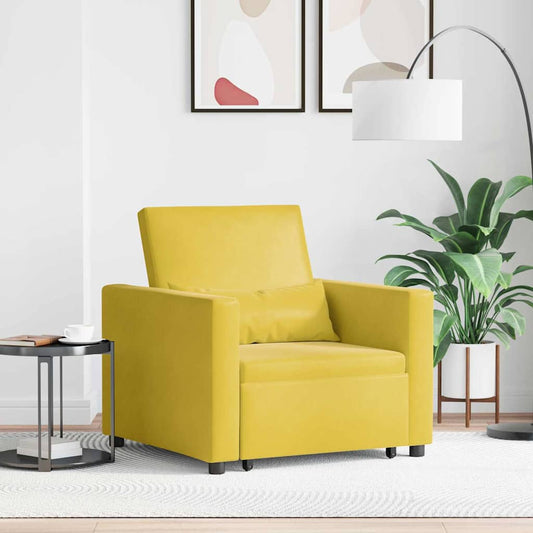 Kihúzható kanapéágy egyszemélyes kerekekkel Sárga Bársony