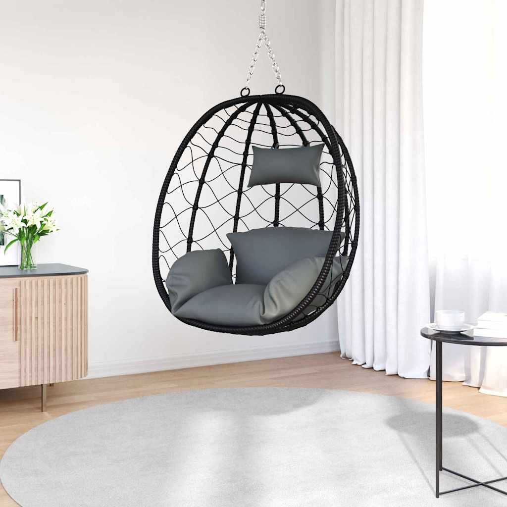 Függő tojás szék Antracit 91,5 x 54,5 x 107 cm polirattan