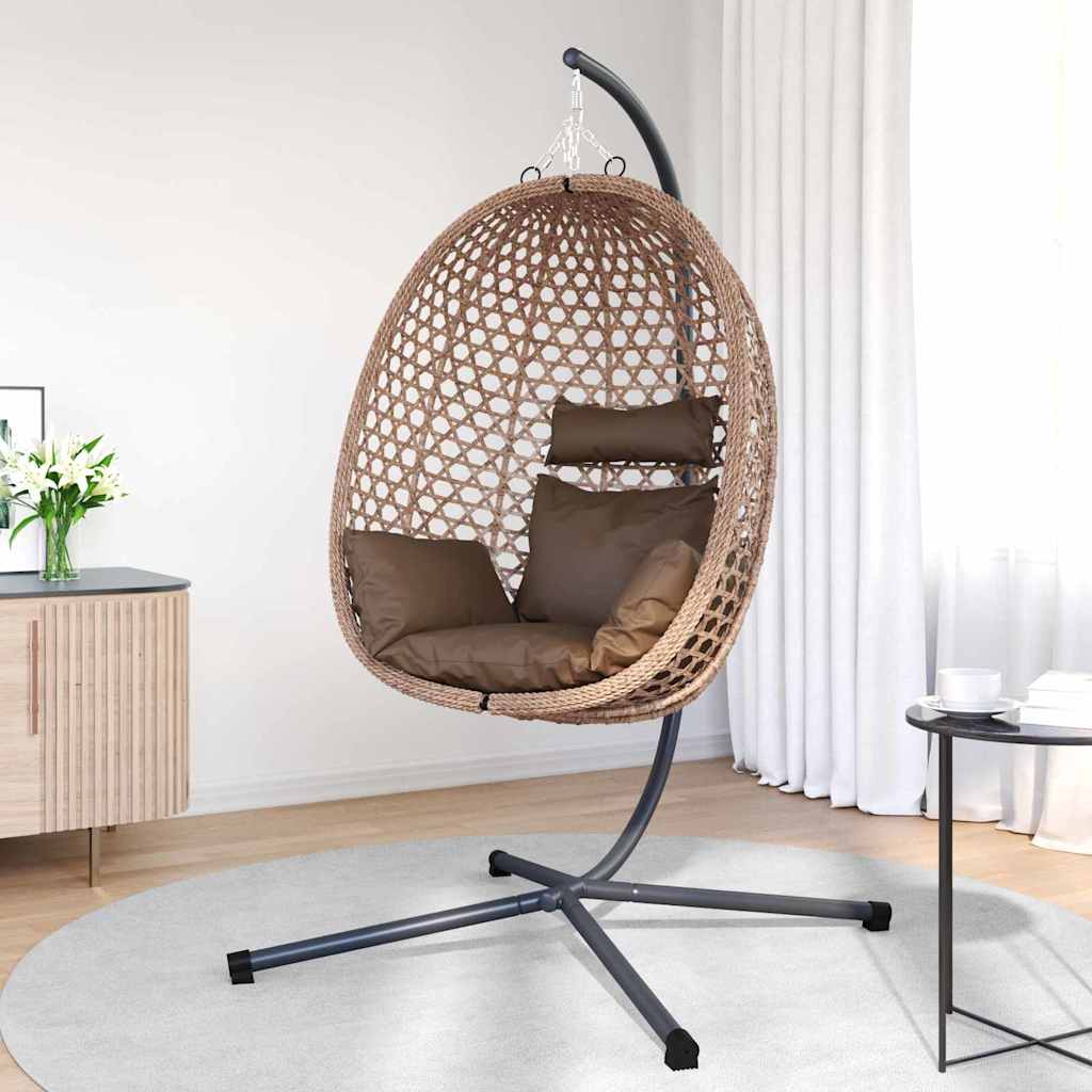Függő tojás szék Kávé 104 x 100 x 191 cm polirattan