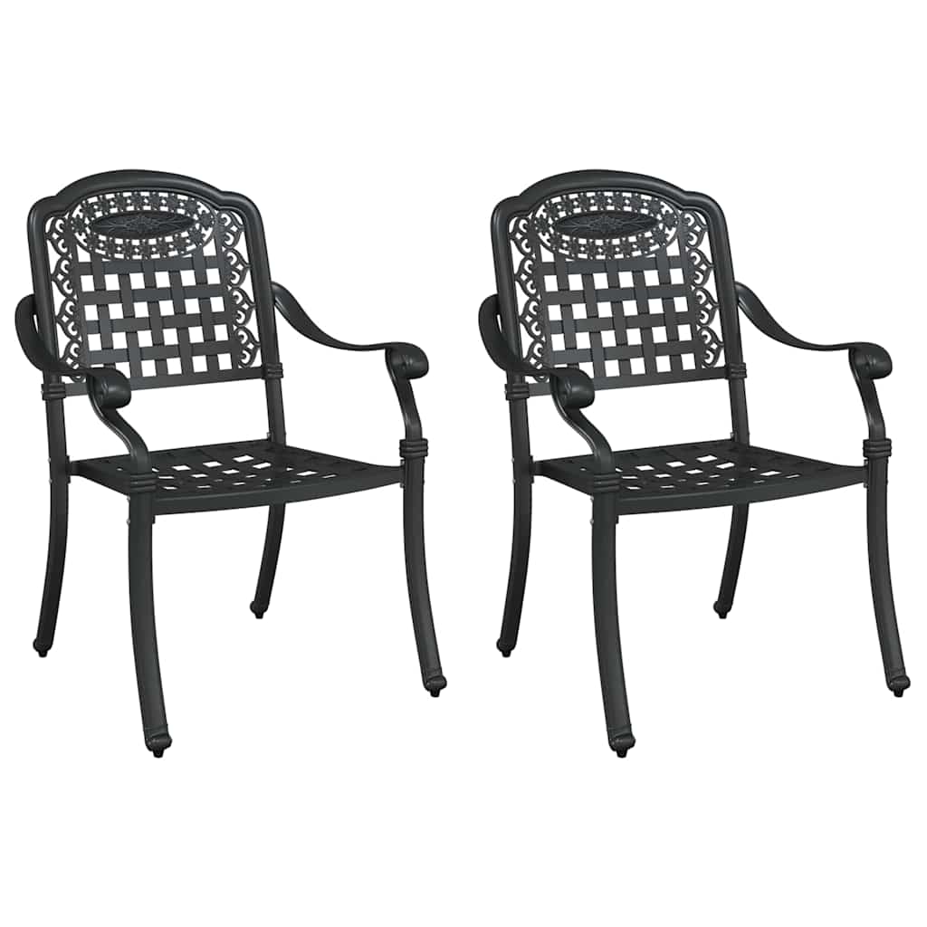 Kerti Szék 2 pcs Fekete 55 x 56,5 x 91cm Alumínium