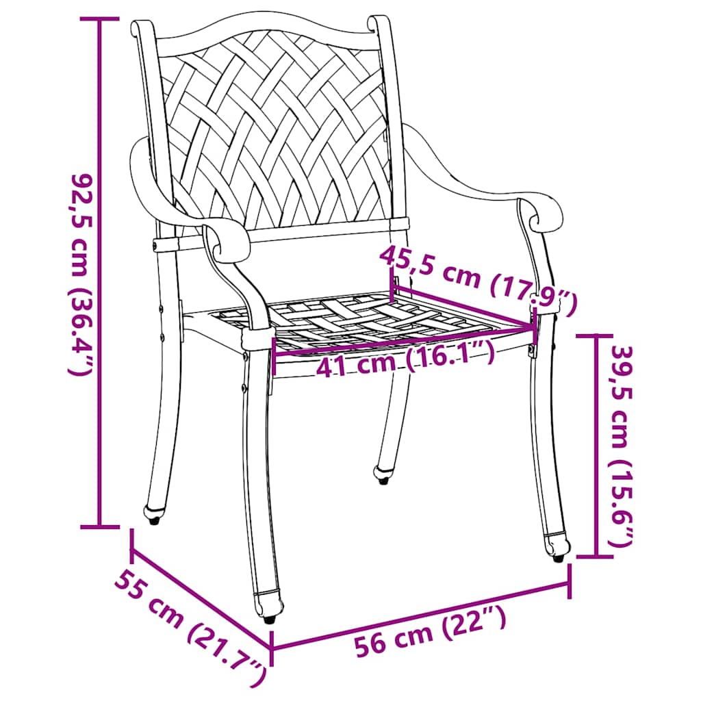 Kerti Szék 2 pcs Zöld 56 x 55 x 92.5cm Alumínium