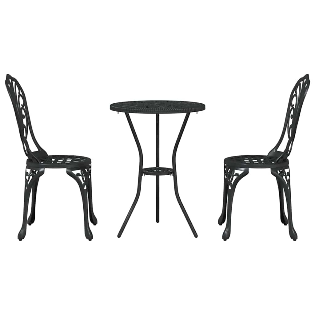 Kert Bistro Készlet 3 pcs Fekete Alumínium