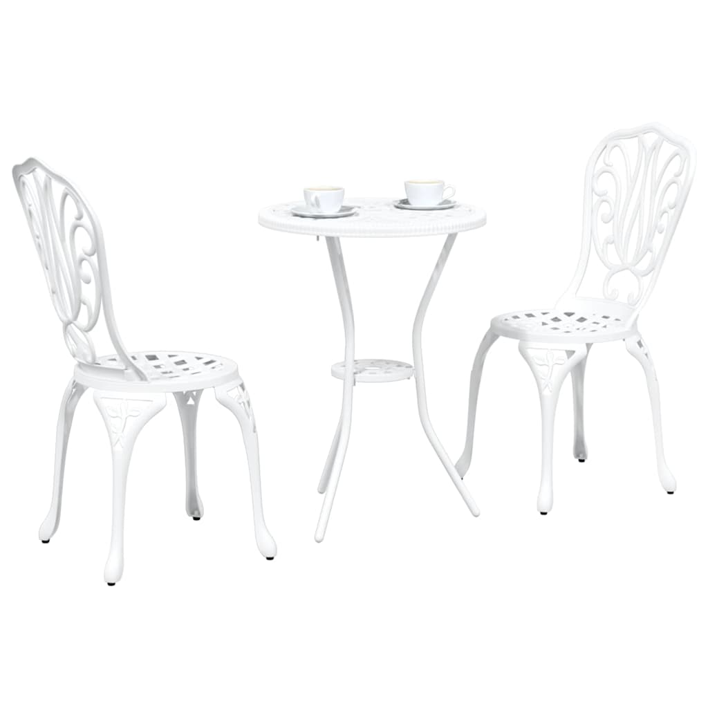 Kert Bistro Készlet 3 pcs Fehér Alumínium