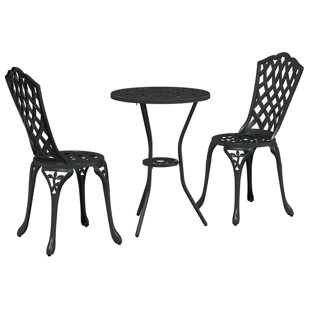 Kert Bistro Készlet 3 pcs Fekete Alumínium