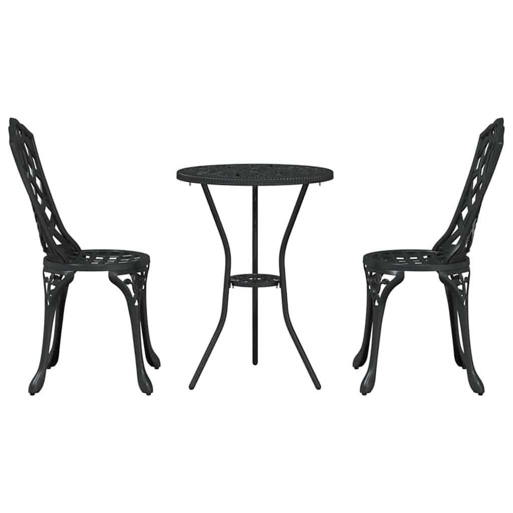 Kert Bistro Készlet 3 pcs Fekete Alumínium