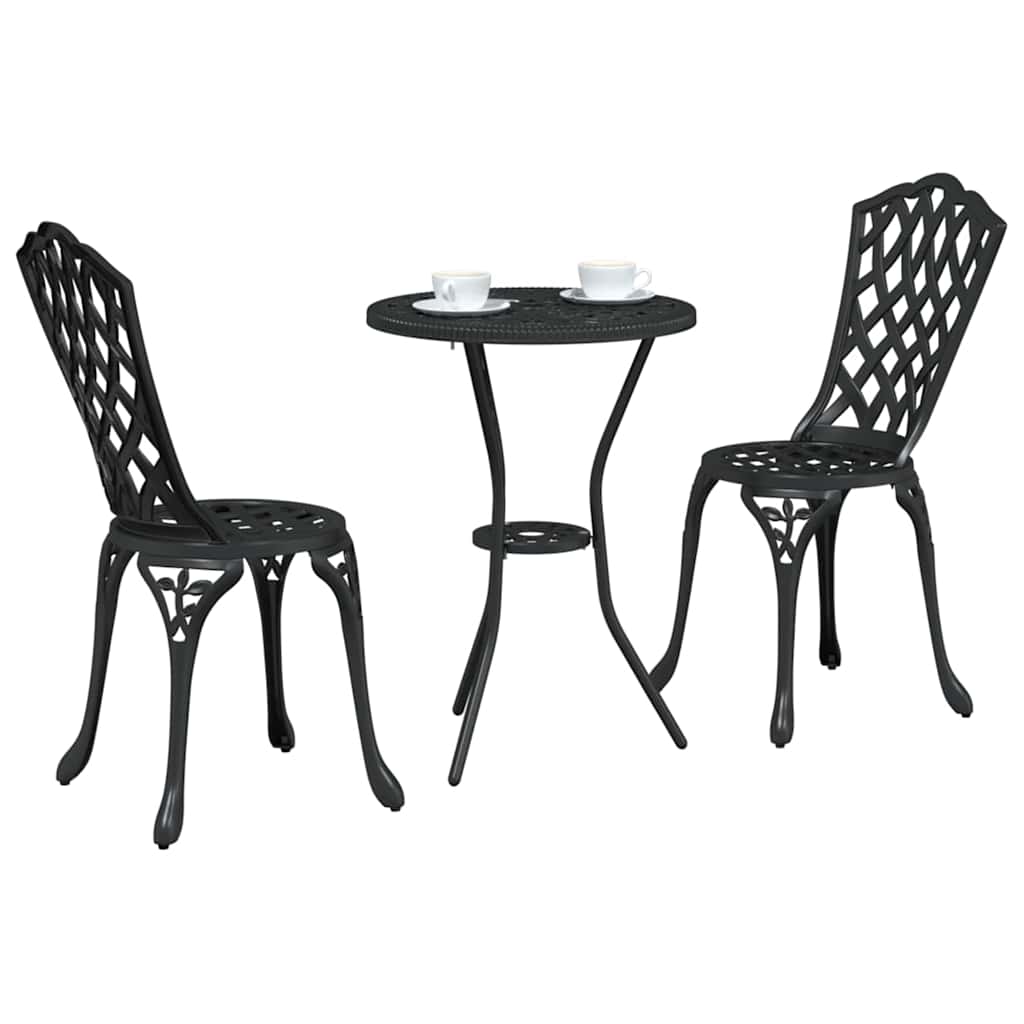Kert Bistro Készlet 3 pcs Fekete Alumínium