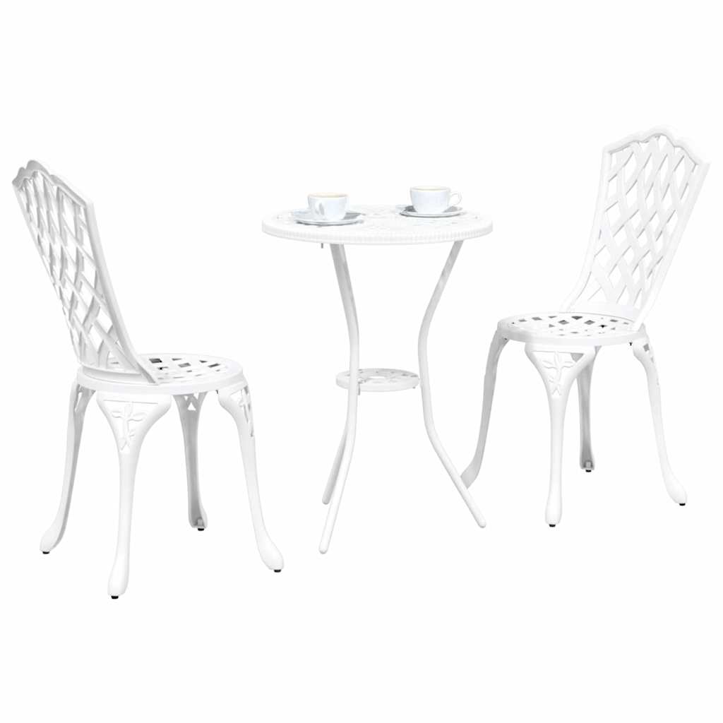 Kert Bistro Készlet 3 pcs Fehér Alumínium