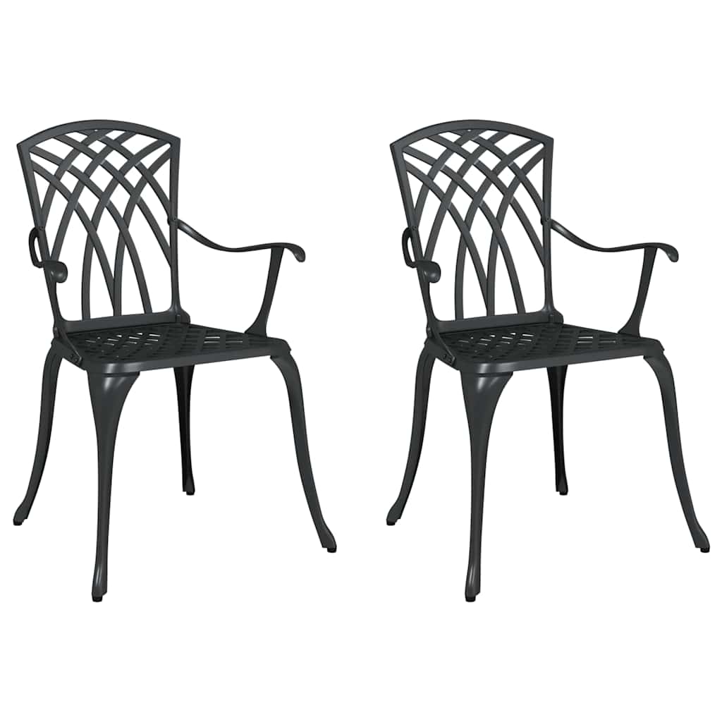 Kerti Szék 2 pcs Fekete 53 x 51 x 88,5cm Alumínium