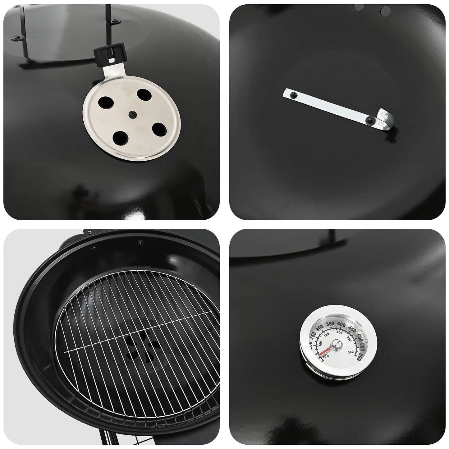 Kültéri grill kerékkel Fekete 91 x 71 x 107 cm Fém
