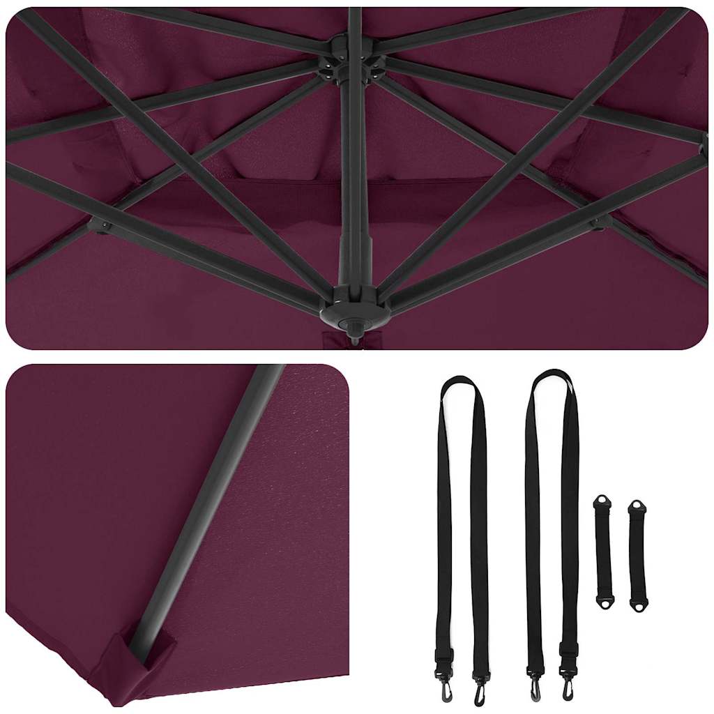 Napernyő Bordeaux piros 351 x 250 x 260 cm Pamut és Alumínium