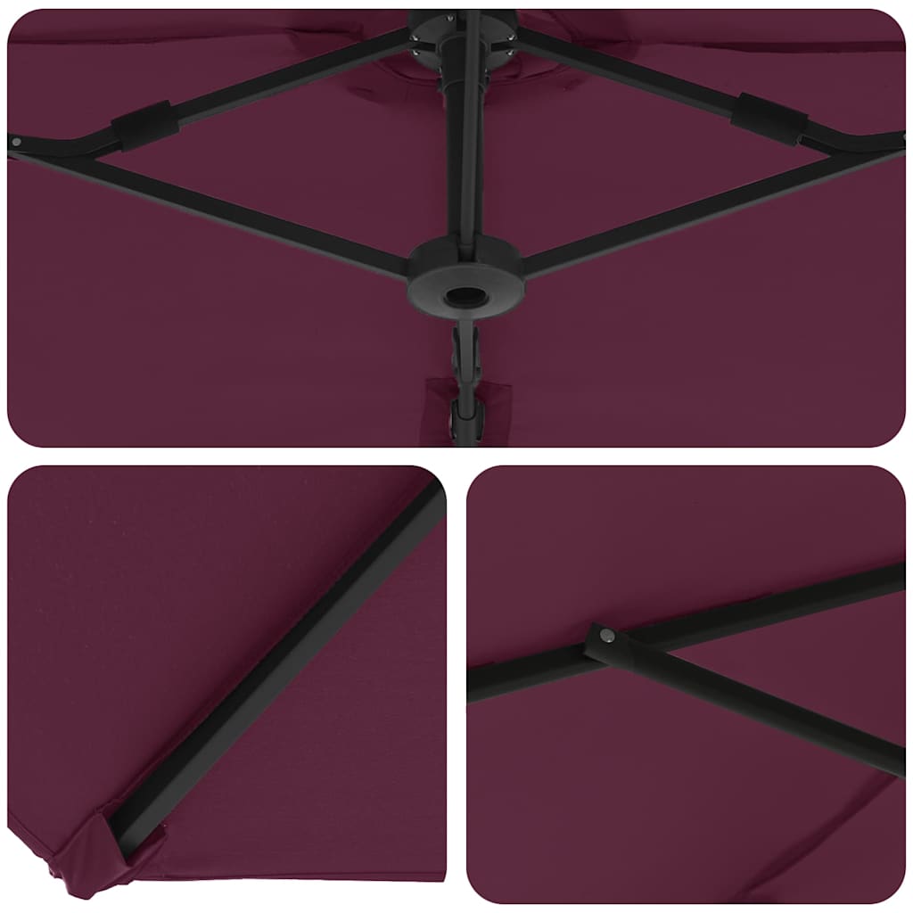 Napernyő Bordeaux piros 372 x 198 x 243 cm Pamut és Alumínium