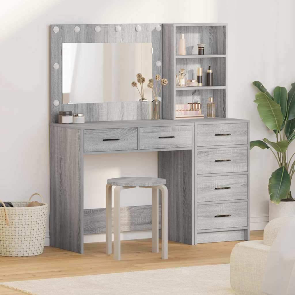 Öltözködőasztal Világosszürke 78.5 x 41 x 135 cm Faanyag
