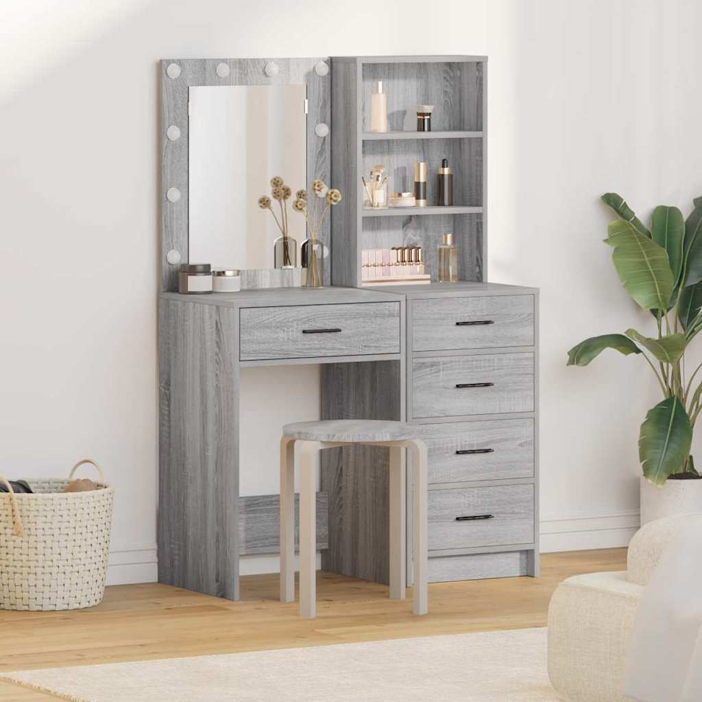 Öltözködőasztal fiókkal 2 pcs Szürke 50 x 41 x 135 cm Faanyag