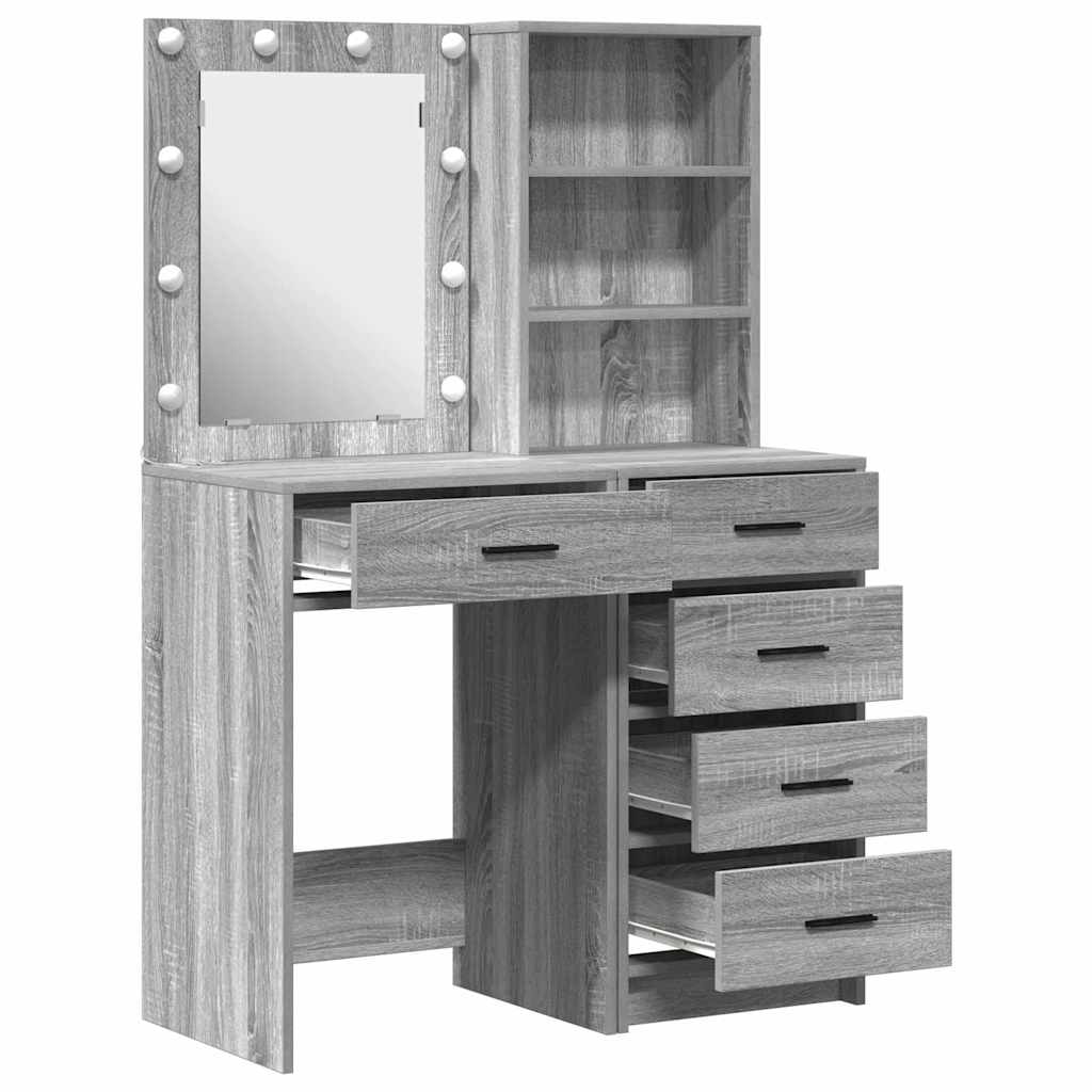 Öltözködőasztal fiókkal 2 pcs Szürke 50 x 41 x 135 cm Faanyag