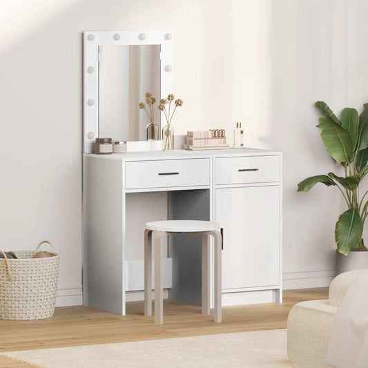 Öltözködőasztal fiókkal 2 pcs Fehér 50 x 41 x 135 cm Faanyag