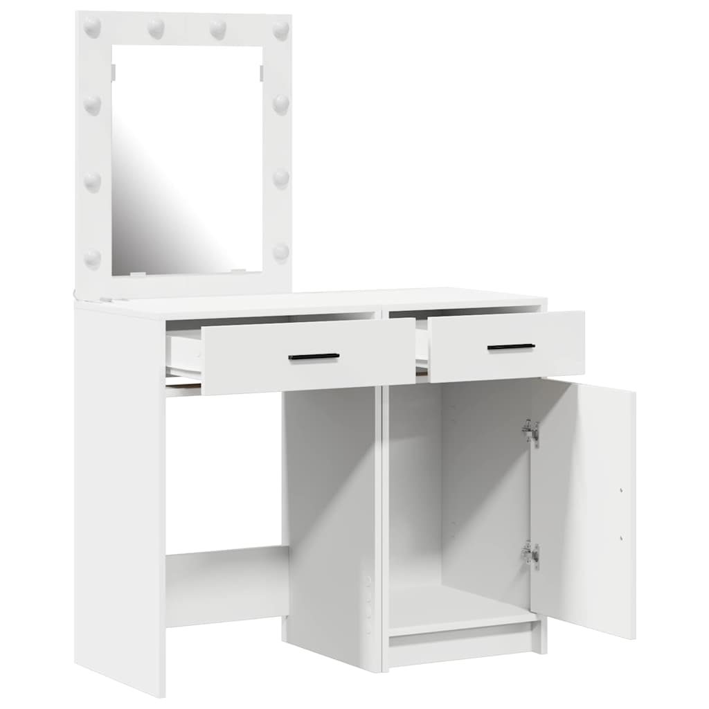 Öltözködőasztal fiókkal 2 pcs Fehér 50 x 41 x 135 cm Faanyag