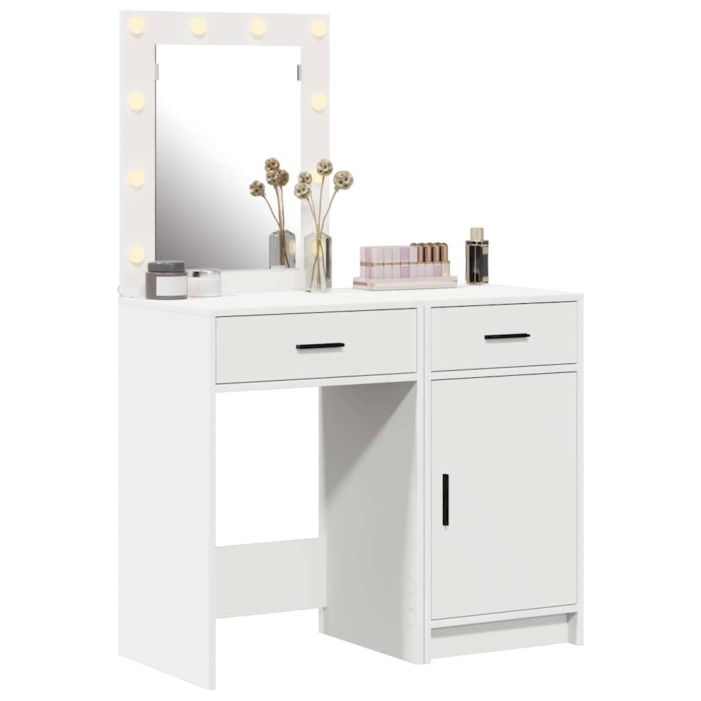 Öltözködőasztal fiókkal 2 pcs Fehér 50 x 41 x 135 cm Faanyag