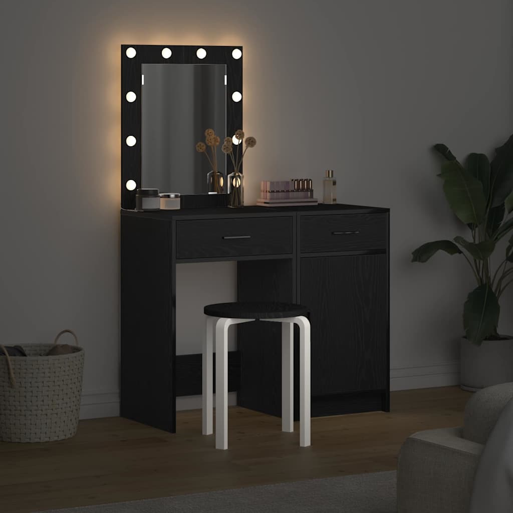 Öltözködőasztal 2 pcs Fekete 50 x 41 x 135 cm Szerelt Fa