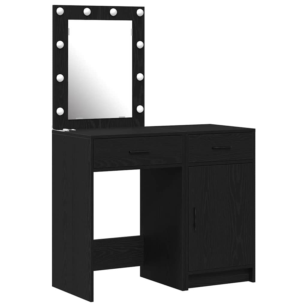 Öltözködőasztal 2 pcs Fekete 50 x 41 x 135 cm Szerelt Fa