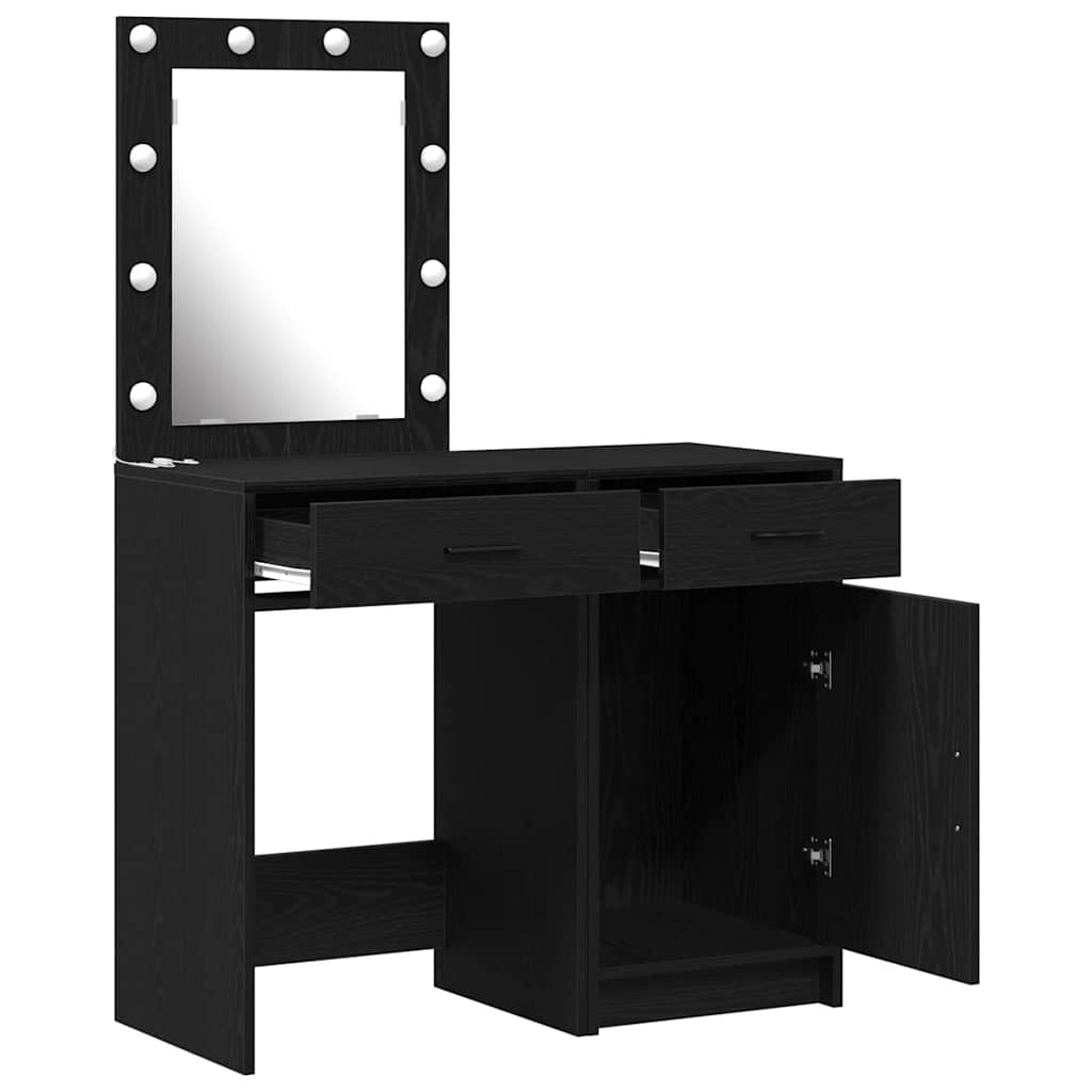Öltözködőasztal 2 pcs Fekete 50 x 41 x 135 cm Szerelt Fa