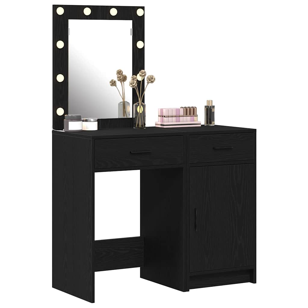 Öltözködőasztal 2 pcs Fekete 50 x 41 x 135 cm Szerelt Fa
